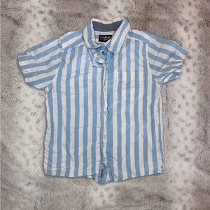 OshKosh B'gosh Light Blue and White Striped Button Down Shirt sz 6